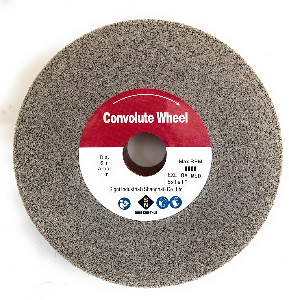 SIGNI EXL  Convolute Deburring Wheel 8A MED6x1x1 Aluminum Oxide Polishing Wheel